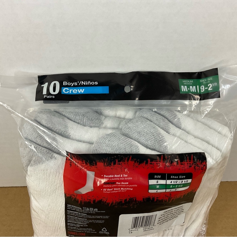 NEW Hanes 10 Pairs Boy Crew Stock - Picture 5 of 7